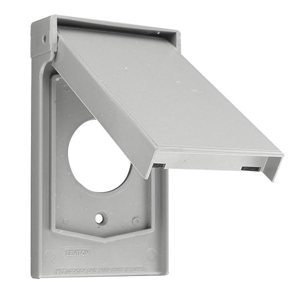 Leviton 4980-GY Weatherproof Cover for Outdoor Outlet - 1-Gang, Vertical Mount, Gray Metallic Enclosure