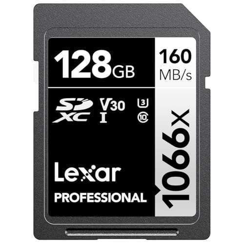 Lexar 128GB Professional 1066x SDXC Card: Fast UHS-I, C10, U3 for DSLR & 4K Video - Up to 160MB/s Read Speed