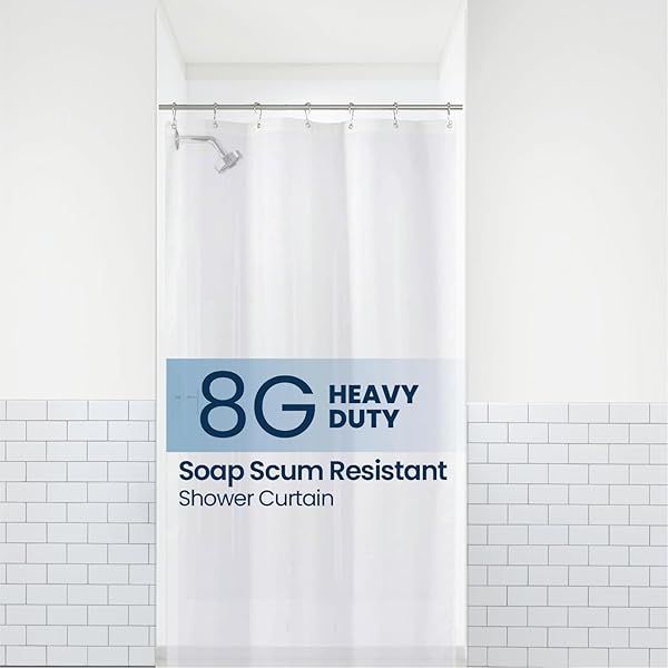 LiBa PEVA 8G Heavy Duty Waterproof Shower Curtain Liner 36x72 Inch Frosted Small Bathroom Stall Curtain