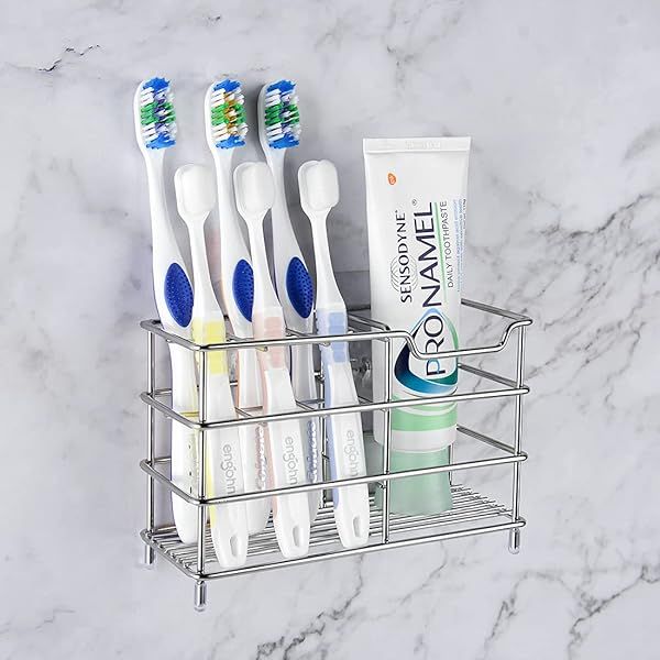 Linkidea Stainless Steel Toothbrush Holder: 7-Slot Shower & Bathroom Organizer for Colgate & Oral-B