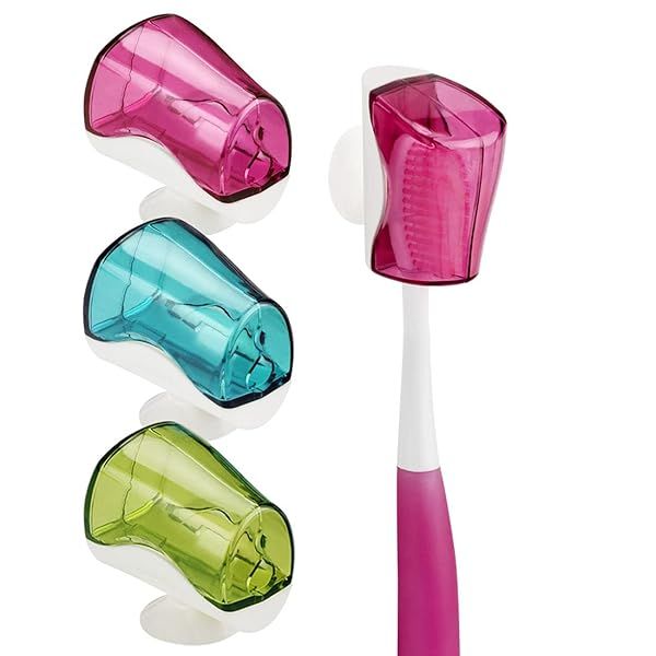 Linkidea Travel Toothbrush Head Covers with Suction Cup - Portable Holder & Case for Travel (3PCS)