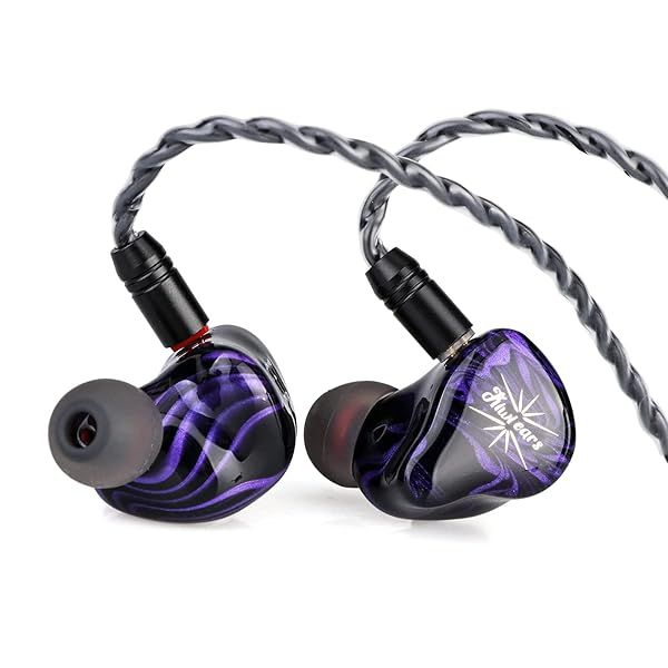 Linsoul Kiwi Ears Quartet Hybrid In-Ear Monitor HiFi Earphones with Resin Shell Detachable Cable for Audiophile Musician DJ Gaming Purple