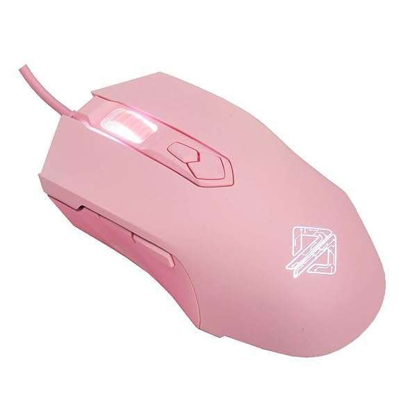Lomiluskr AJ52 RGB Wired Gaming Mouse - 7 Programmable Buttons, 200-4800 DPI, Pink for PC/Laptop