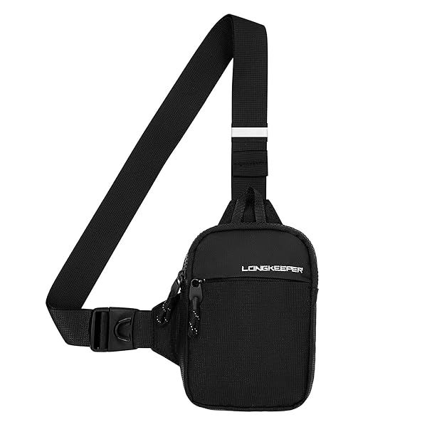 Long Keeper Crossbody Bag for Men and Women Mini Phone Sling Bag Travel Small Purses for Hiking Running Black Logo 13x3x19CM