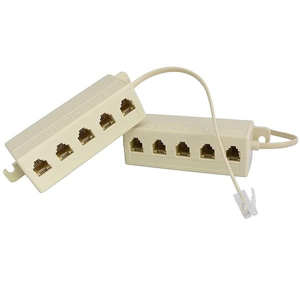 Longdex 5-Way Phone Splitter 2PCS RJ11 6P4C - 1 Male to 5 Female Modular Adapters for Easy Phone Connections