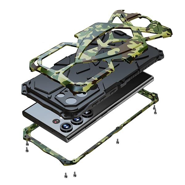Lunivop Samsung Galaxy S23 Ultra Metal Hard Case with Camera Protection Heavy Duty Military Grade Camouflage Cover