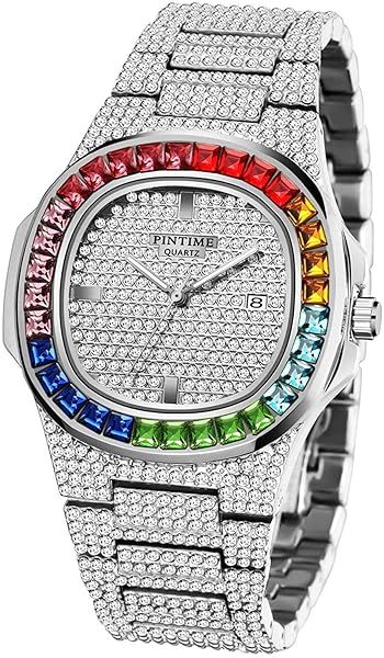 Shop Luxury Colorful Diamond Quartz Watches - Stylish Silver Stainless Steel Band