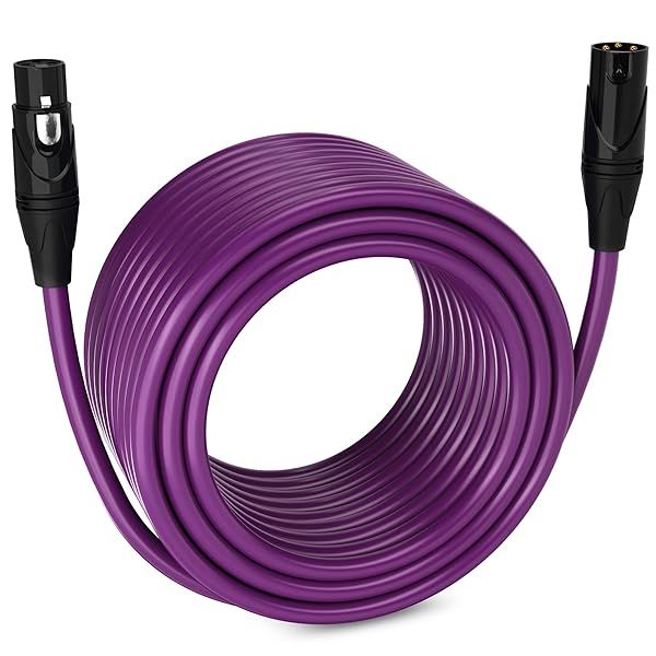 LyxPro 100ft XLR Microphone Cable - Balanced 3 Pin Male to Female for Pro Audio & Recording - Purple