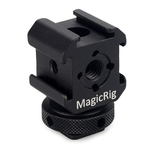 MAGICRIG 3-Side Cold Shoe Mount Adapter for Cameras - Perfect for Flash, LED Lights, Microphones & Monitors