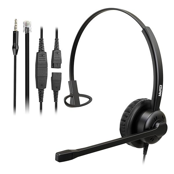 MAIRDI Noise-Canceling Phone Headset for Call Centers | RJ9 & 3.5mm Connector for Landline, PC, & Cell Phones