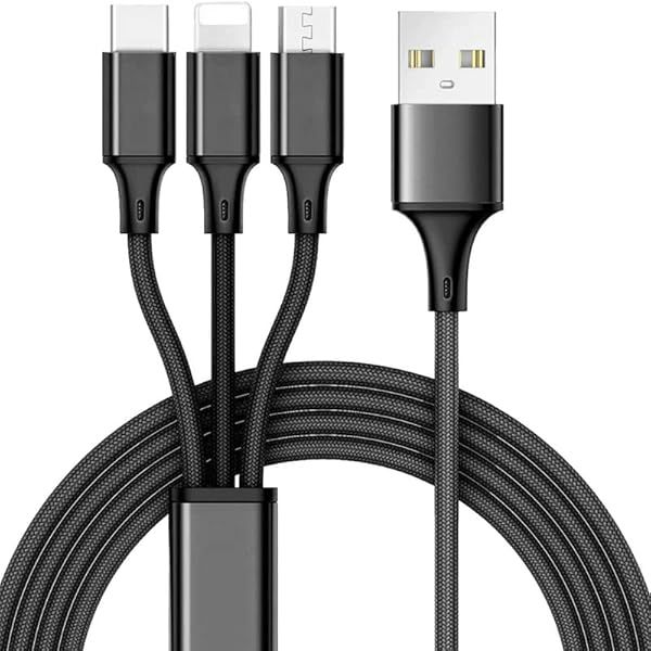 MILA FINDER 3 in 1 USB Charging Cable 10 ft Long Universal Charger for Android and iDevice Smartphone Accessories Black