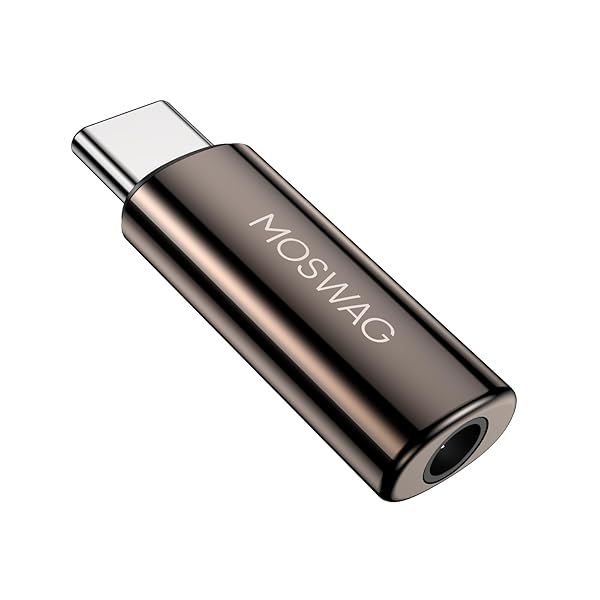 MOSWAG USB C to 3.5mm Audio Adapter for iPhone 15, Samsung Galaxy S23, Pixel 7 - Zinc Alloy, High-Quality Sound