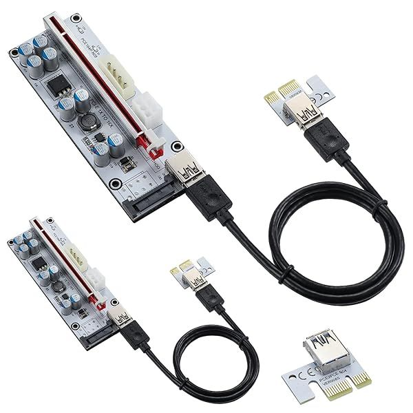 Buy MZHOU 2 Pack PCIE Riser 1X to 16X for GPU Mining - Powered Adapter with USB 3.0 Cable (White)