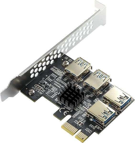 Buy MZHOU PCI-E 1 to 4 Riser Card - USB 3.0 Adapter for Bitcoin Mining | Compatible with Windows, Linux, Mac