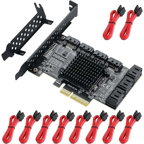 Buy MZHOU 10-Port PCIe SATA Controller Card with Cables - 6Gbps SATA 3.0, Low Profile Bracket, Supports 10 Devices