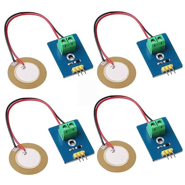 MakerHawk 4pcs Analog Ceramic Piezo Vibration Sensor Module for Arduino DIY - 3.3V/5V Compatible