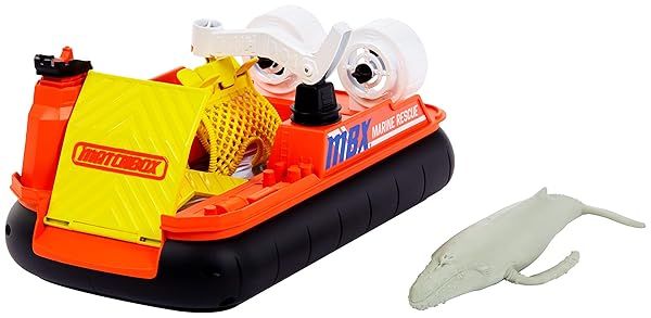 Matchbox Rescue Adventure Set: Whale Boat & Rhino Helicopter for Kids 3+ | Action-Packed Animal Rescue Fun!