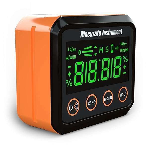 Accurate Mecurate Digital Angle Gauge & Protractor: Precision Tool for Woodworking & Building with LCD Backlight