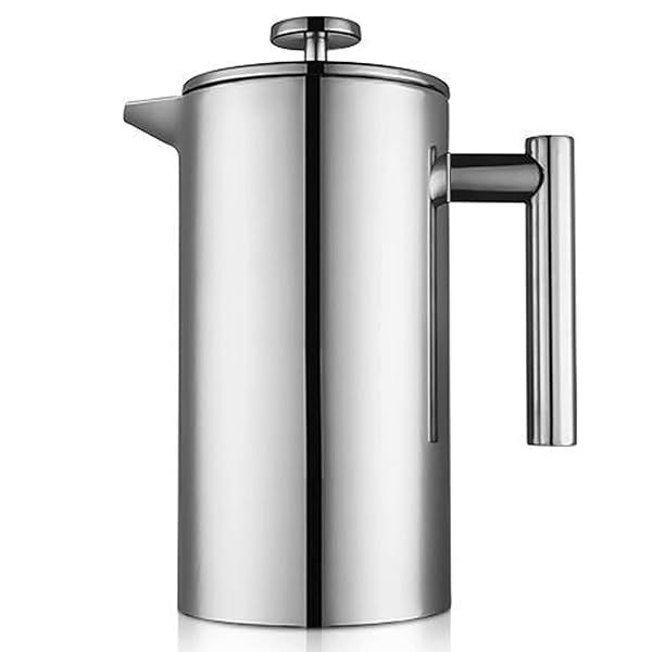 Meelio Stainless Steel French Press Coffee Maker 1500ml Double Wall Insulated Large Capacity for Travel and Camping Silver