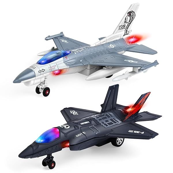 Metal Fighter Army Toy Airplane with Sound & Light - Perfect Birthday Gift for Toddlers!