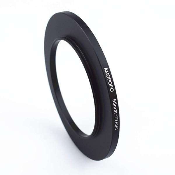 55mm to 77mm Metal Step Up Ring Adapter - CNC Machined Aluminum for Filters, Compatible with All 55mm Lenses