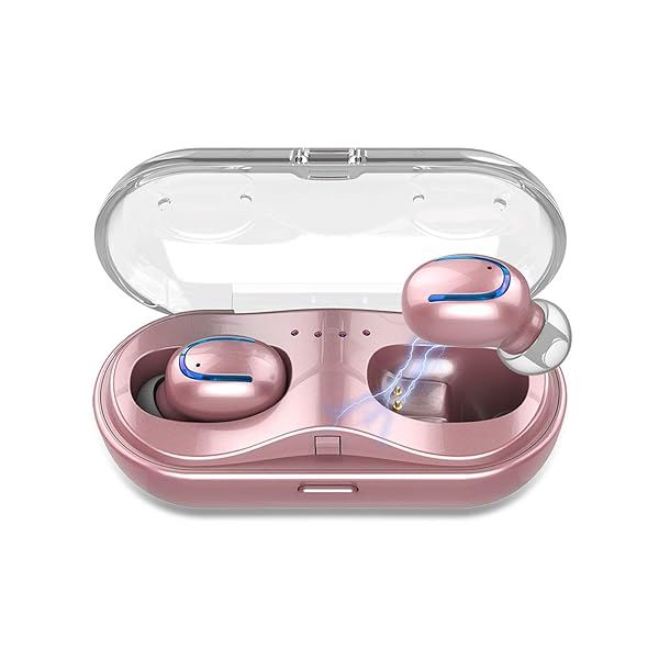 Mini Wireless Earbuds with Charging Case - IPX7 Waterproof TWS Bluetooth Earphones for iPhone/Samsung/Android (Rose Gold)