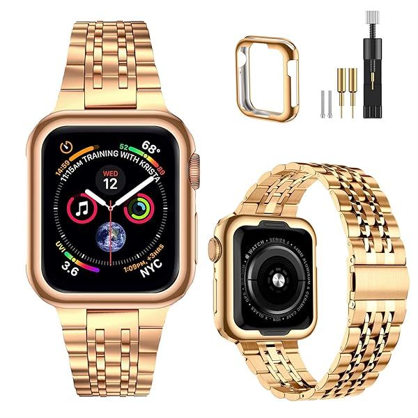 Buy MioHHR Rose Gold Stainless Steel Apple Watch Band 38mm/40mm - Compatible with Series 1-6 & SE
