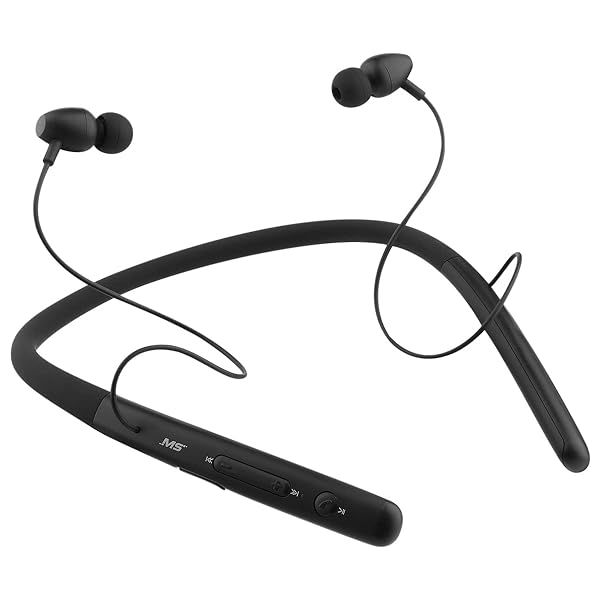 MobileSpec MBS11306 Premium Lightweight Bluetooth Neckband - Stylish Black Wireless Earphones
