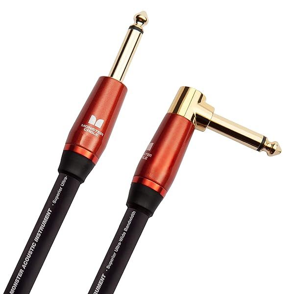 Monster Prolink 21 ft Acoustic Instrument Cable - Right Angle to Straight Connector for Superior Sound Quality