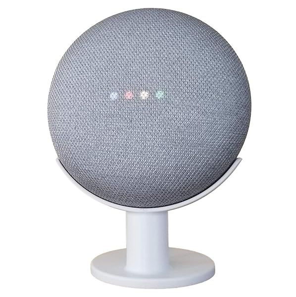 Mount Genie Pedestal for Nest Mini & Google Home Mini | Enhance Sound & Style | Best Clean Mount Holder Stand (White)