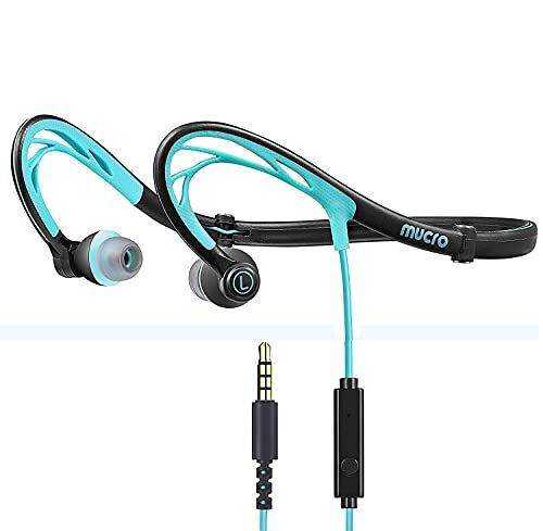 Top Mucro Sport Earbuds: Wired Neckband Headphones for Night Running & Gym Workouts - Foldable & Comfortable Design