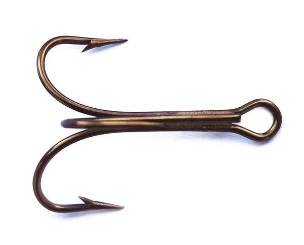 Mustad 3551 Classic Treble Hooks - Standard Strength Fishing Tackle in Bronze, Nickel, Gold | Size 1/0, Pack of 25