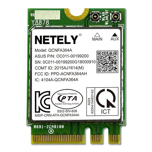 NETELY 802.11AC WiFi 5 Adapter: 1200Mbps, Bluetooth 4.2 for Laptops & Desktops - ASUS P/N: 0C011-00199200