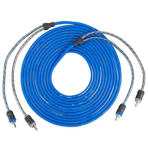NVX XIV25 16.4ft Oxygen Free Copper RCA Cable - Shielded Noise Reduction for Car Audio
