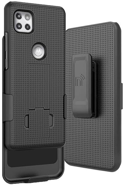 Motorola One 5G Ace Case with Clip & Kickstand - Slim Black Holster for Moto XT2113