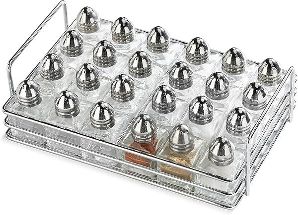 New Star Foodservice Glass Cube Mini Salt and Pepper Shaker Set with Rack for Kitchen Dining Table Use