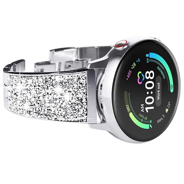 Stunning Crystal Bracelet for Galaxy Watch 5 & 4 - 40mm/44mm, Quick Release, Silver Band for Active 2 & Smartwatch