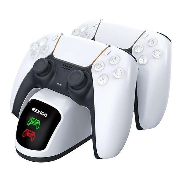 Fast Charging NexiGo PS5 Controller Charger - Dual Dock with LED Indicator for DualSense Controllers