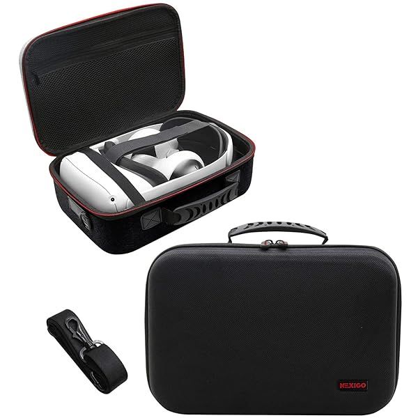 NexiGo Hard Carrying Case for Oculus Quest 2 & 3 - Lightweight VR Travel Case with Elite Strap & Shoulder Strap