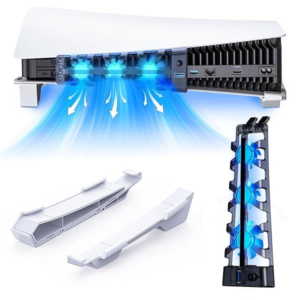 Buy NexiGo PS5 Horizontal Stand: Silent Cooling Fan, USB 3.0, LED Light, Auto Power, Fits Disc & Digital Editions