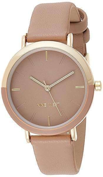 Shop Nine West Women's Gold-Tone & Tan Strap Watch NW/2346GPTN - Stylish & Affordable Timepiece