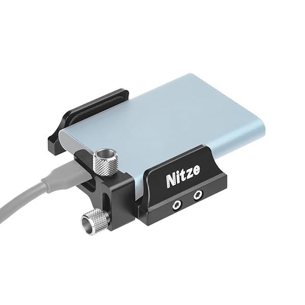 Nitze Universal SSD Mount Bracket for Samsung T5/T7 & SanDisk SSDs - Secure Holder with USB-C Cable Clamp (N42C)