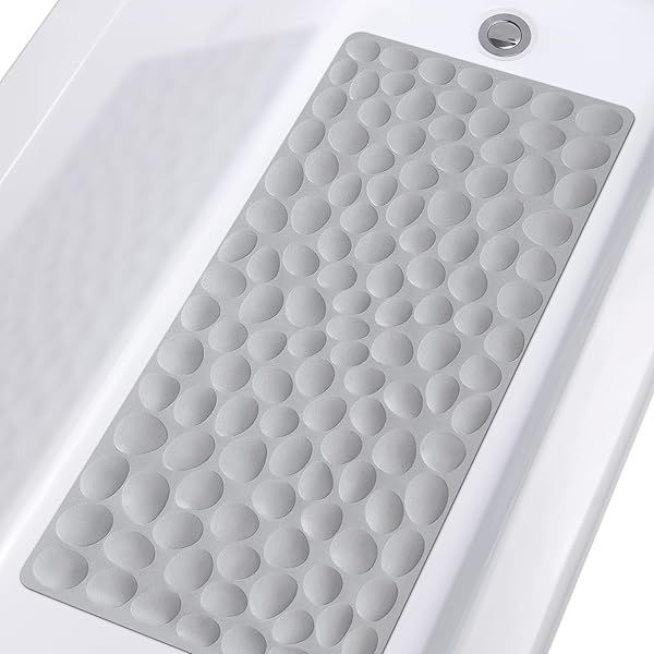Non-Slip Bathtub Mat OTHWAY: Soft Rubber Bathmat with Strong Suction Cups - Grey for Safety & Comfort