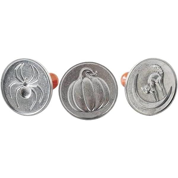 Nordic Ware 1260 Spooky Cast Cookie Stamps - 3-Inch Silver Rounds for Halloween Baking