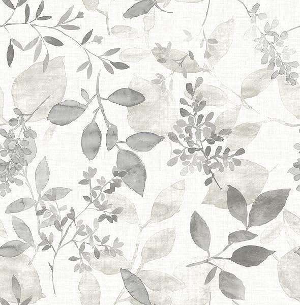 NuWallpaper NUS3144 Breezy Peel & Stick Wallpaper in Grey - Easy Home Makeover Solution