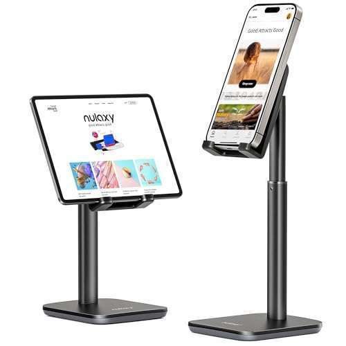 Adjustable Nulaxy Phone Stand for All Smartphones - Desk Holder Compatible with iPhone 16, 15, 14, 13, 12, Mini, Pro, Xs Max & More