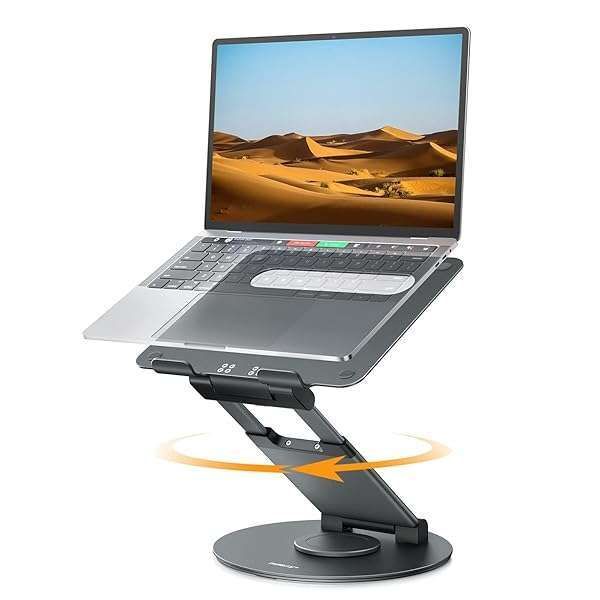 Nulaxy Telescopic 360 Rotating Laptop Stand for Desk Adjustable Height Swivel Pull Out Design Ergonomic Laptop Riser Fits All 10-17