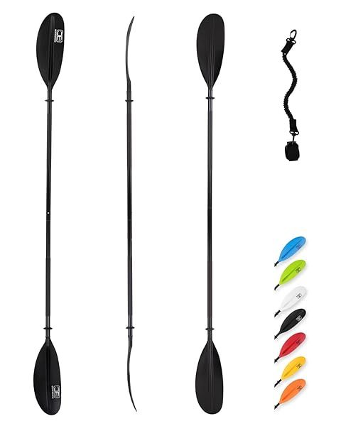 Buy OCEANBROAD 90.5in Kayak Paddle - Alloy Shaft Canoeing Oar with Leash, Black | Perfect for Kayaking & Boating Adventures