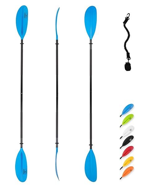 Buy OCEANBROAD 90.5in Kayak Paddle - Alloy Shaft Canoeing Oar with Leash, Blue | Perfect for Kayaking & Boating Adventures