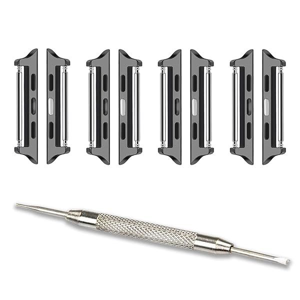 OMECKY Spring Bar Connectors for Apple Watch Band Adapter - Black 3 Pack